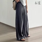 [衣途]慵懶垂感褶皺寬鬆闊腿褲M-L(KDPY-B759) M 灰色