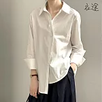 [衣途]日常百搭不規則純色襯衫M-L(KDTY-B972) M 白色
