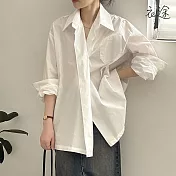 [衣途]輕熟都會風翻折門襟襯衫M-L(KDTY-B975) M 白色