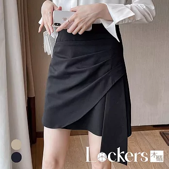 【Lockers 木櫃】夏秋新款高腰A字不規則短裙 L113021902 M 黑色M