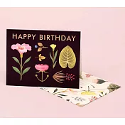 【 Clap Clap 】Botanical Specimen Birthday Card - Black 生日卡 #GB23