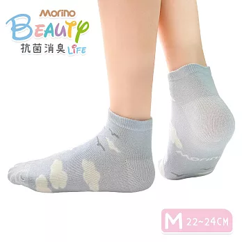 【Morino摩力諾】台製_日韓風手繪造型船襪/除臭襪-雲朵  灰色