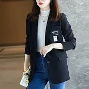 【MsMore】 高級感純色休閒西裝外套時尚網紅炸街長袖短版# 120808 M 黑色