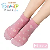 【Morino摩力諾】台製除臭襪_日韓風手繪造型船襪-櫻花 -粉色