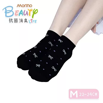 【Morino摩力諾】台製除臭襪_日韓風手繪造型船襪-結點 -黑色