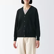 【MUJI 無印良品】女強撚V領寬版開襟衫 XL 黑色