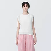 【MUJI 無印良品】女強撚網織法式袖針織衫 XL 白色