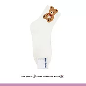 Kankoku韓國   卡通植絨領結小熊襪   * 白色