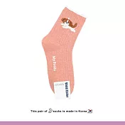 Kankoku韓國  毛茸茸對色狗狗棉襪    * 粉色