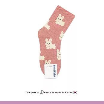 Kankoku韓國   滿版毛絨小動物棉襪   * 粉色