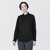 【MUJI 無印良品】女嫘縈混聚酯纖維標準領長袖套衫 XXL 黑色