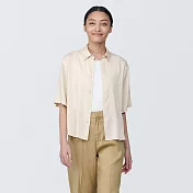 【MUJI 無印良品】女嫘縈混聚酯纖維標準領短袖襯衫 XXL 象牙白