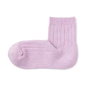【MUJI 無印良品】女棉混足口柔軟寬螺紋直角短襪23-25cm 灰紫