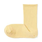 【MUJI 無印良品】女棉混足口柔軟舒適錐形直角襪23-25cm 淡黃