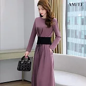 【AMIEE】氣質時尚修身小性感2件套(KDAY-540) L 藕紫