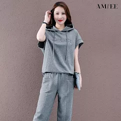 【AMIEE】潮款新穎時尚2件套裝(KDAY─216) L 灰色