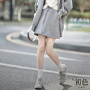 【初色】素色繫帶收腰顯瘦雙口袋半身短裙-灰色-32959(M-XL可選) L 灰色