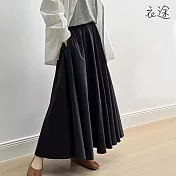 [衣途]復古寬鬆A字山本風百褶傘裙M-L(KDSY-B926) L 黑色
