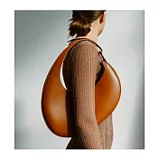 O-ni O-ni新款精選優質皮革設計師款個性潮款名媛最愛百搭橢圓形大容量單肩腋下包(bag-6040) 棕色