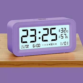 起床神器！智能夜光桌面時鐘 鬧鐘 紫色(中文版)
