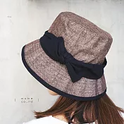 日本AUBE 配色蝴蝶結可折疊抗UV遮陽帽 咖啡色