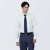 【MUJI 無印良品】男有機棉免熨燙半寬領長袖襯衫 L 白色