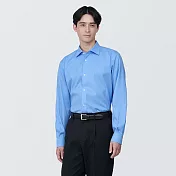 【MUJI 無印良品】男有機棉免熨燙半寬領長袖襯衫 S 淺藍