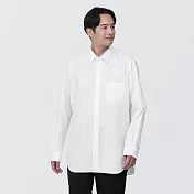 【MUJI 無印良品】男有機棉免熨燙舒適合身長袖襯衫 S 白色