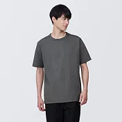 【MUJI 無印良品】男有機棉水洗粗織圓領短袖T恤 XS 深灰