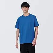 【MUJI 無印良品】男有機棉水洗粗織圓領短袖T恤 XS 藍色