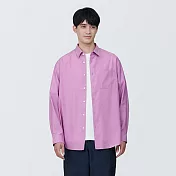 【MUJI 無印良品】男大麻混長袖襯衫 S 紫色