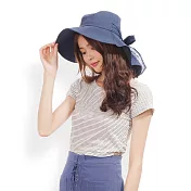 日本NAKAHATSU 蝴蝶結輕量純棉護頸遮陽帽 藍色