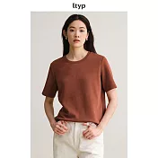 ltyp旅途原品 真絲棉混紡極簡空氣T恤 休閒百搭基礎寬鬆上衣女春 ML L 棗紅色