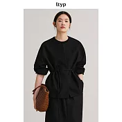 ltyp旅途原品 400G高級極簡羊毛外套 鬆弛隨性時尚收腰上衣女春季 ML L 經典黑