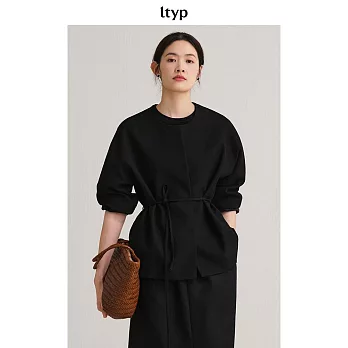 ltyp旅途原品 400G高級極簡羊毛外套 鬆弛隨性時尚收腰上衣女春季 ML  L 經典黑