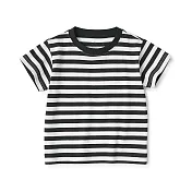【MUJI 無印良品】幼兒棉混聚酯纖維容易穿脫圓領短袖T恤 80 黑橫紋