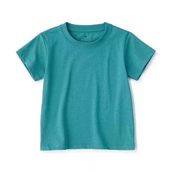 【MUJI 無印良品】幼兒棉混聚酯纖維容易穿脫圓領短袖T恤 80 煙燻綠