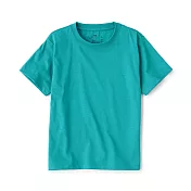 【MUJI 無印良品】兒童棉混聚酯纖維圓領短袖T恤 110 煙燻綠