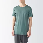 【MUJI 無印良品】男涼爽柔滑圓領短袖T恤 XL 煙燻綠