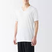 【MUJI 無印良品】男涼爽柔滑V領短袖T恤 M 白色
