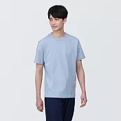 【MUJI 無印良品】男有機棉水洗天竺圓領短袖T恤 M 淡藍