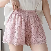 【AnZa】彈力蕾絲防走光內搭短褲(3色)       XL 粉色