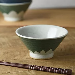 【Yamani】美濃燒|富士山形 陶瓷餐碗230ml ‧ 綠