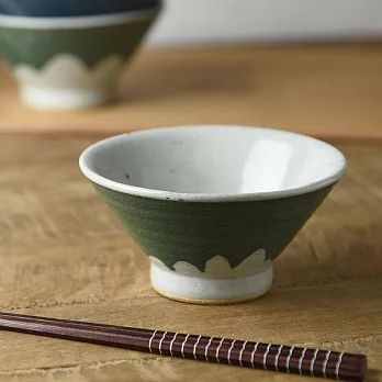 【Yamani】美濃燒｜富士山形 陶瓷餐碗230ml ‧ 綠