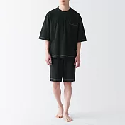 【MUJI 無印良品】男清爽舒適棉質短袖家居睡衣 XL 黑色
