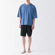 【MUJI 無印良品】男清爽舒適棉質短袖家居睡衣 XL 藍色
