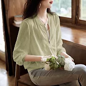 【MsMore】 休閒防曬外套韓版簡約百搭薄款氣質長袖短版# 121146 XL 綠色
