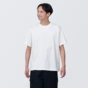 【MUJI 無印良品】男棉混天竺圓領短袖T恤 M 白色