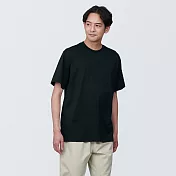 【MUJI 無印良品】男棉混天竺圓領短袖T恤 XS 黑色
