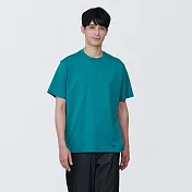 【MUJI 無印良品】男棉混天竺圓領短袖T恤 XS 綠色